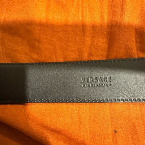 Versace Black Leather Belt with Gold Medusa Buckle main image 6